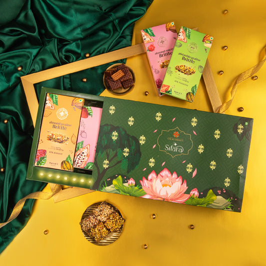 Sitara Festive Hamper of Praline Brittles & Waffrills with Dark/Milk Chocolate