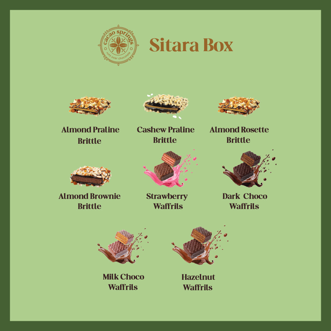 Sitara Festive Hamper of Praline Brittles & Waffrills with Dark/Milk Chocolate
